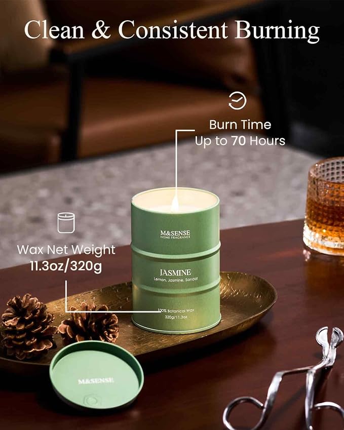 M&SENSE Jasmine Scented Candles Natural Non Toxic, Aromatherapy Candle - Image 4