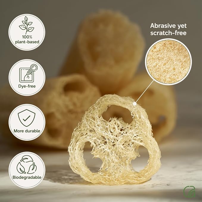 Chill Ah Natural Loofah Sponge Set – 100% Plant-Based, Biodegradable Bath - Image 3