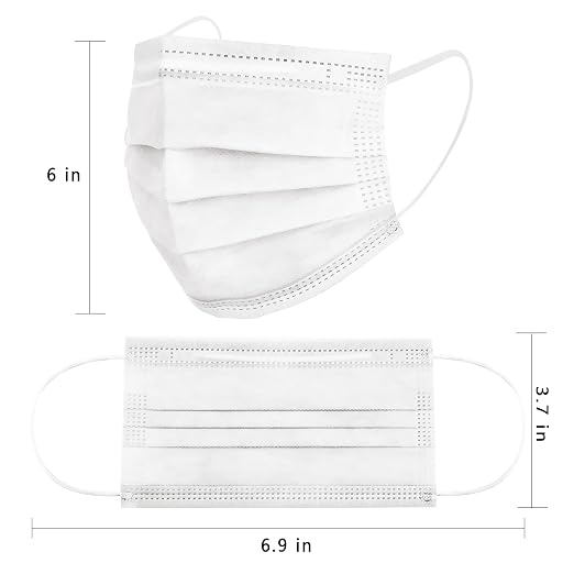 Borje White Disposable Face Masks 100 Pcs White Face Mask 3 Ply Protection Masks - Image 4