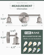 3-Light Vanity Light Fixture, Modern Brushed Nickel Wall Sconce Light Fixture - Image 3