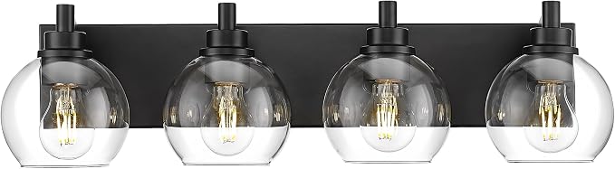 Bathroom Light Fixtures, 4 Light Matte Black Vanity Light, 26 Inch Modern Wall by Metwet