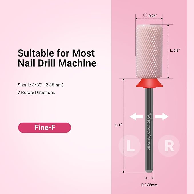 MelodySusie Ceramic Nail Drill Bits, 3/32'' Chamfer Flat Top Large Barrel Bits - Image 4