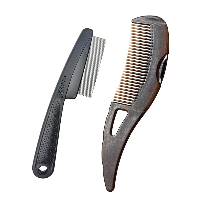 Dandruff Comb Wide Tooth, Stainless Steel Fine Tooth Lice/Psoriasis Scalp Detox by AMZWISH