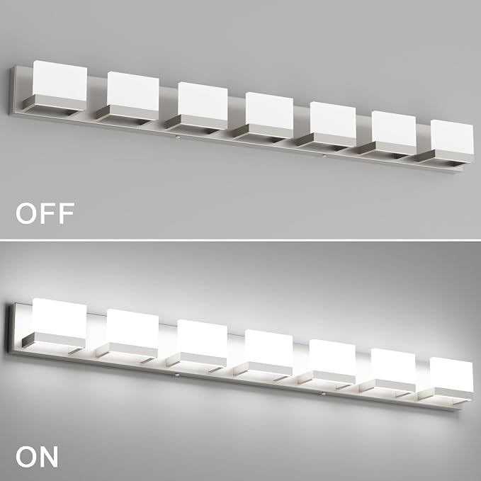 Tipace 7 Lights LED Modern Vanity Light Brushed Nickel Bathroom Lighting - Image 9