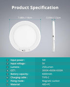 wowatt 2Pcs Battery Operated Ceiling Lights Rechargeable Motion Sensor Light - Image 9