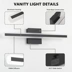JUSHENG Black Vanity Lights for Bathroom, 24 Inch 20W 5CCT Dimmable Bathroom - Image 5