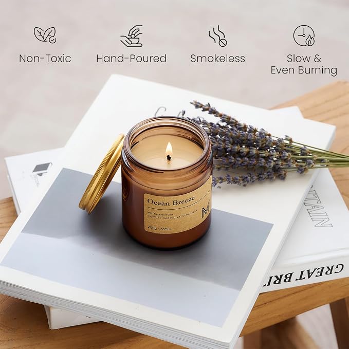M&SENSE Oceanic Breeze Scented Christmas Candle Gift, Aromatherapy Candle Set - Image 4