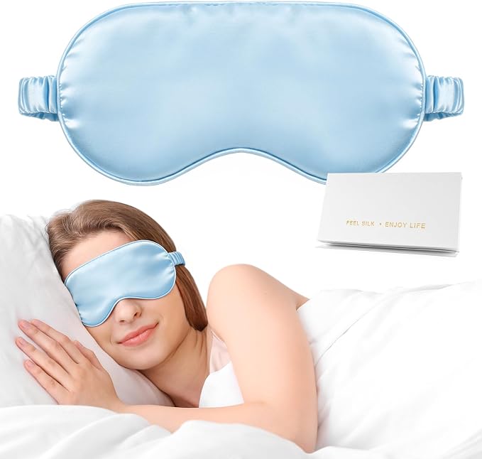 Silk Sleep Mask, Eye Mask for Sleep Women Men, Mulberry Sleeping Mask by Doitory
