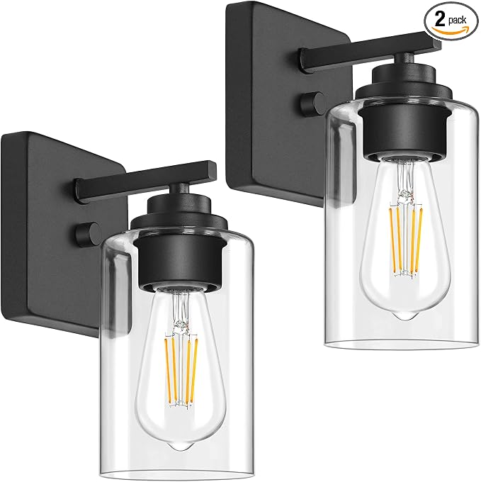 Set of 2 Wall Sconces for Bathroom, Modern Vanity Light Fixtures, Matte Black by WelcometoVerRon