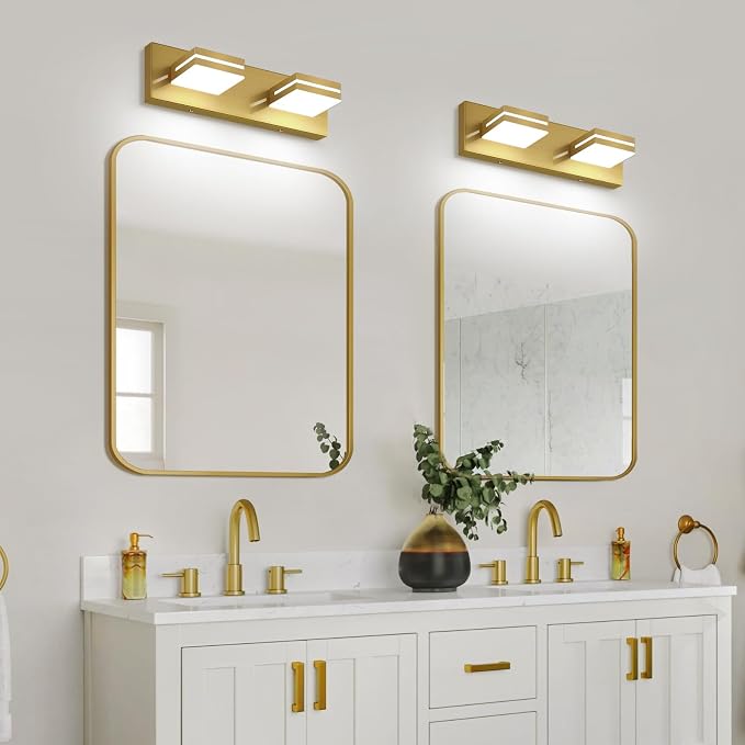 SineRise LED Modern Bathroom Vanity Light Fixtures, Brass Modern Acrylic - Image 8