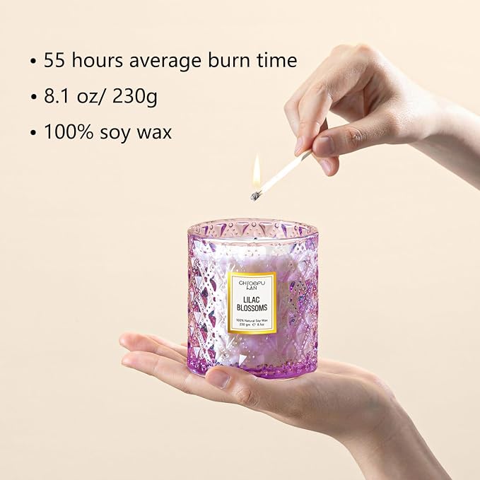 Chloefu LAN Lilac Blossoms Scented Candle, Highly Floral Fragranced Candle - Image 2