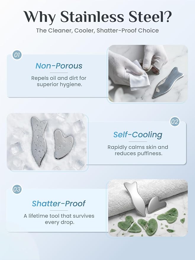 Rena Chris Stainless Steel Gua Sha Set, Guasha Tool - Image 4