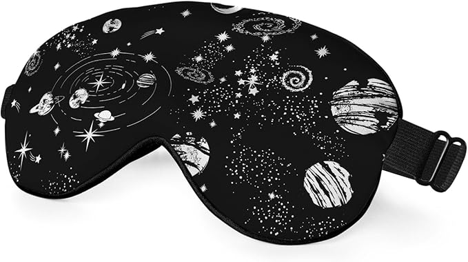 Space Galaxy Sleep Eye Mask Universe Star Moon Planets Constellation Black Silk by Unknown