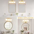 Globe Bathroom Light Fixtures 3-Light Brass Gold Vanity Light - Image 6