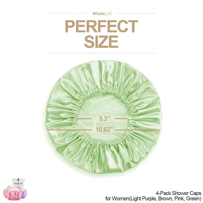 Shower Cap for Women Reusable Extra Large Shower Caps for Men Satin Double - Image 5