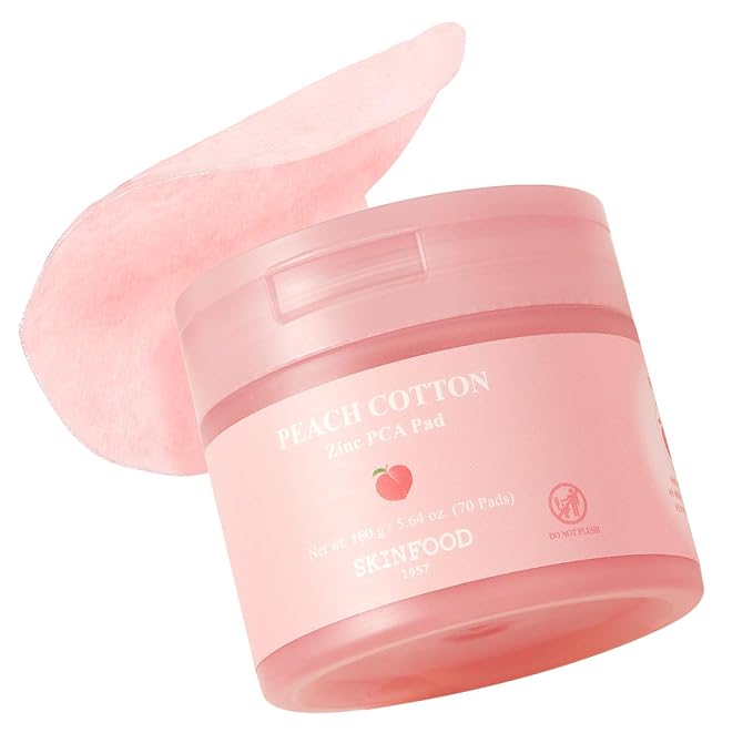 SKINFOOD Peach Cotton Zinc PCA Toner Pads, Korean Skincare by SKINFOODsince1957