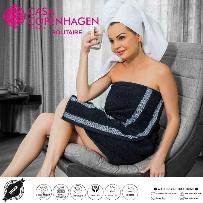 CASA COPENHAGEN Designed in Denmark 600 GSM 2 Large Bath Towels 2 Large Hand - Image 9