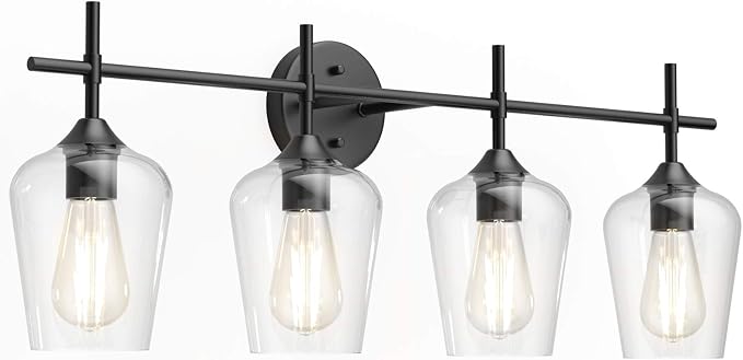 Ralbay Vintage Bathroom Vanity Lighting Fixtures 4-Lights Industrial Matte - Image 5