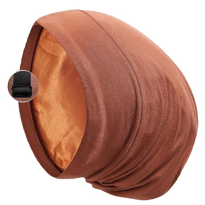 Satin Bonnet Silk Lined Sleep Cap- Adjustable Hair Cover by Blueelf