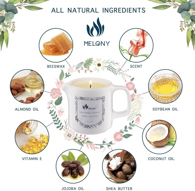 MELONY Soy Massage Oil Candle | Blue & Vanilla | Low Temp | 2.82 OZ / 80G | - Image 5