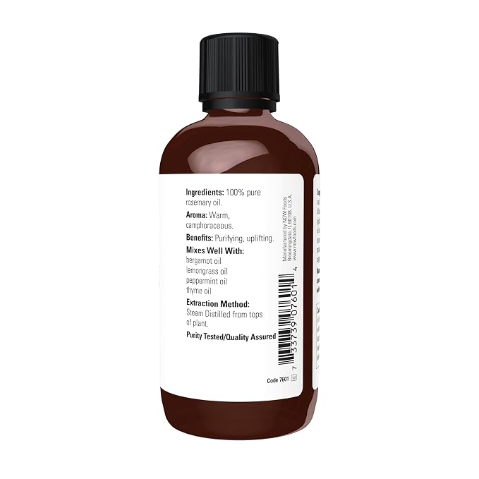 NOW Essential Oils, Rosemary Oil, Purifying Aromatherapy Scent, Steam Distilled - Image 2