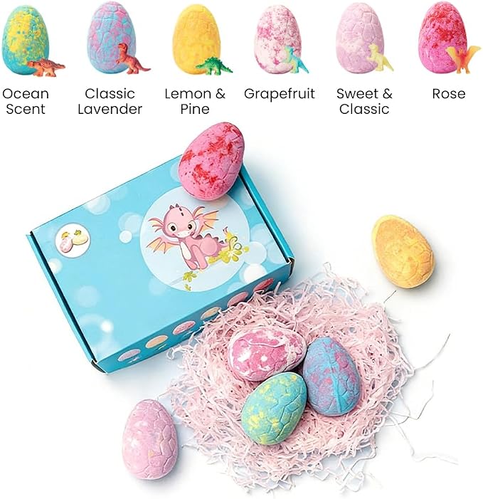 Bath Bombs with Surprise Inside, 6/12 Pack Fizzy Bubble Bath Gift Set, Dinosaur - Image 5