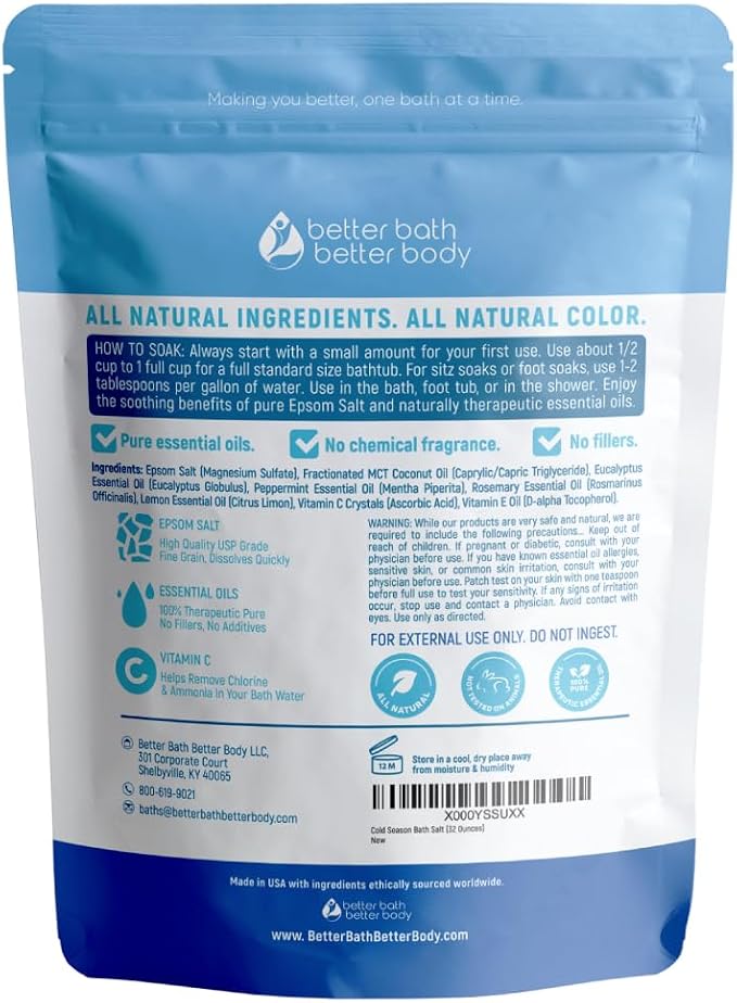 Cold Season Bath Salt 32 Ounces USP Grade Epsom Salt - Image 2