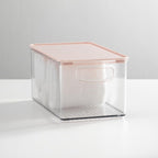 mDesign Deep Plastic Bathroom Storage Bin Box, Lid/Built-in Handles, - Image 2