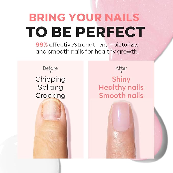 modelones Nail Strengthener, Sparkle Pink Nail Polish Nail Repair - Image 3