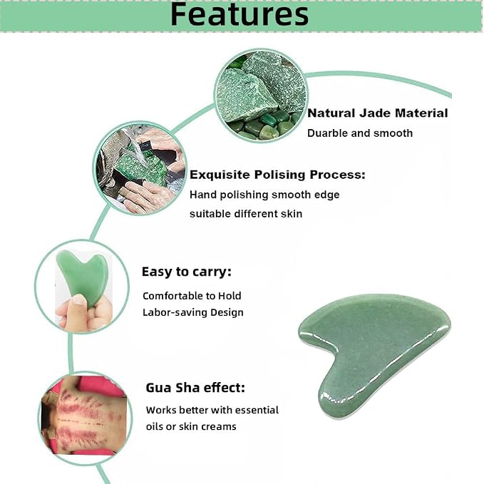 Gua Sha Facials Tools for Jaw Massage Tools Board Natural Jade Stone for SPA - Image 2