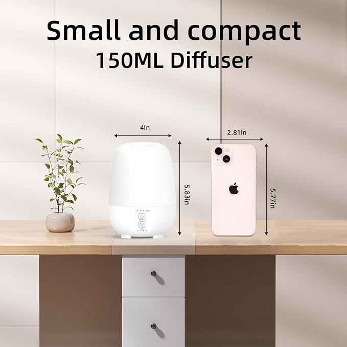 SPLITSKY 150ML Cordless Essential Oil Diffuser, Built-in 6000mAH Rechargeable - Image 2