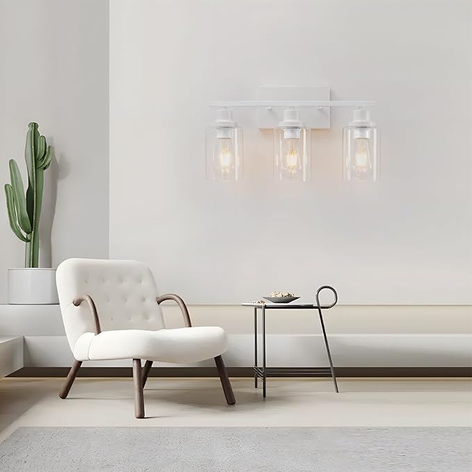 3 Light White Bathroom Light Fixtures Vanity Light Over Mirror Modern Wall - Image 4