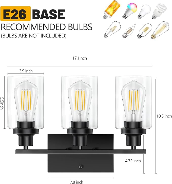 Bathroom Light Fixtures, 3-Light Vanity Lights, Modern Wall Lamp - Image 5