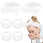 WHAVEL 6PCS Spa Headband and Wristbands Set, Face Wash Headband Wrist Bands by Whavel