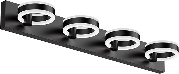 LED Bathroom Light Fixtures, 33inch Black Vanity Lights, Modern 4 Light Acrylic by PHIXART