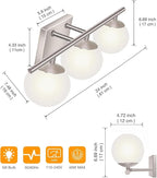 New Bathroom Vanity Light Fixtures 3 Lights Brushed Nickel Glass Shade Modern - Image 3