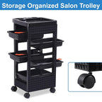 Salon Trolley Cart with 5 Drawers, Beauty Rolling Hair Rack with Worktop - Image 3