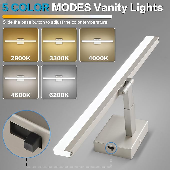 SOLFART Vanity Lights for Bathroom Retractable: 48 Inch 5CCT Brushed Nickel Led - Image 5