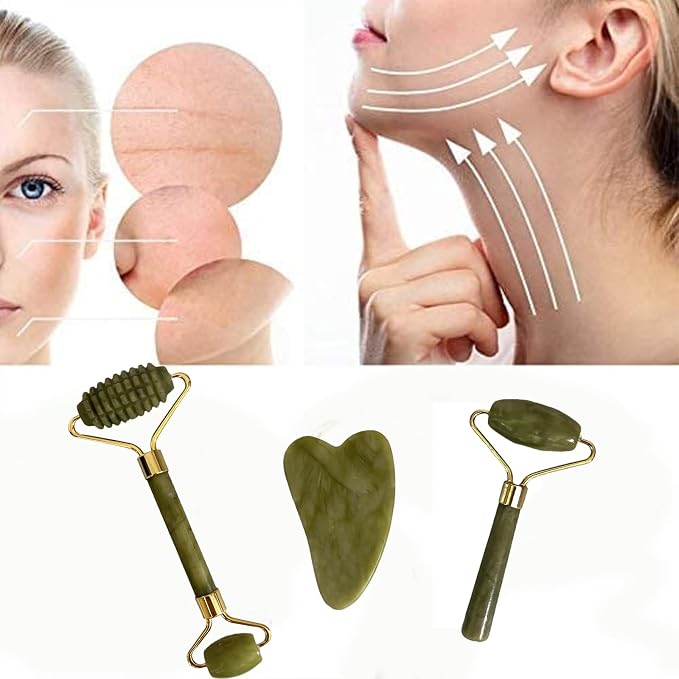 Jade Roller and Gua Sha Set 2, Gua Sha Facial Tools, Face Roller, Jade Roller - Image 4