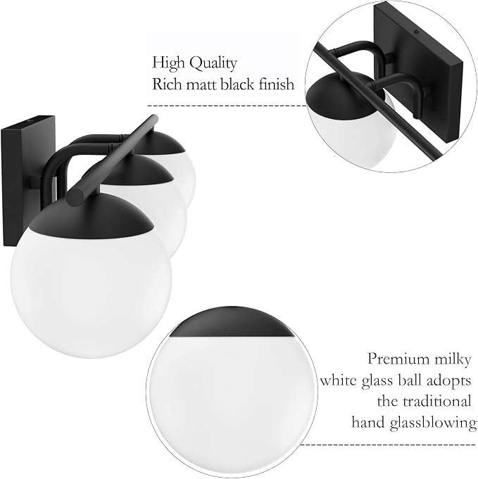 Ralbay Matte Black Bathroom Lights - Image 6