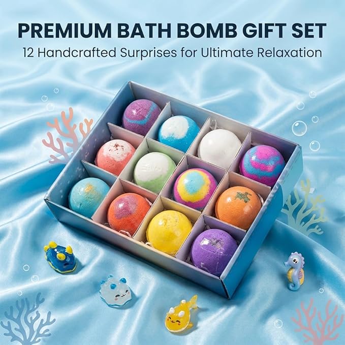 Bath Bombs with Surprise Inside, 6/12 Pack Fizzy Bubble Bath Gift Set, Dinosaur - Image 2