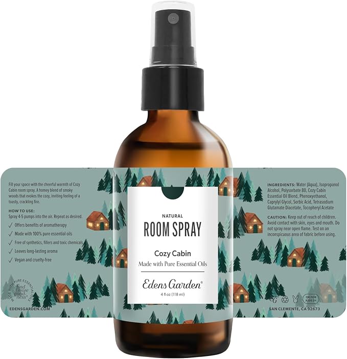 Edens Garden Cozy Cabin Aromatherapy Room Spray – Natural Essential Oil Air - Image 9
