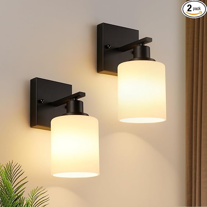 MOKATNG Set of 2 Wall Sconces for Bathroom, Bathroom Wall Lamp for Mirror by Bathroomlightfixtures