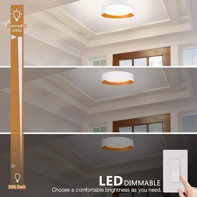 Bargeni 16.5 inch Dimmable LED Flush Mount Ceiling Light, Matte White - Image 5