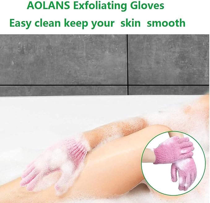 Exfoliating Gloves 10PCS Bath Gloves 5 Pairs, Natural Mitts Gloves - Image 2