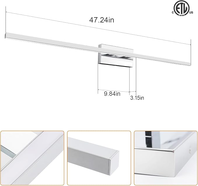 VOLISUN 48-Inch Dimmable Bathroom Vanity Light, 30W 5CCT LED Fixture Over Mirror - Image 6