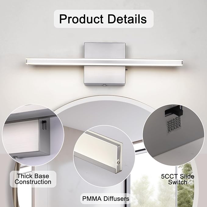 LED Brushed Nickel Vanity Lights - Image 6