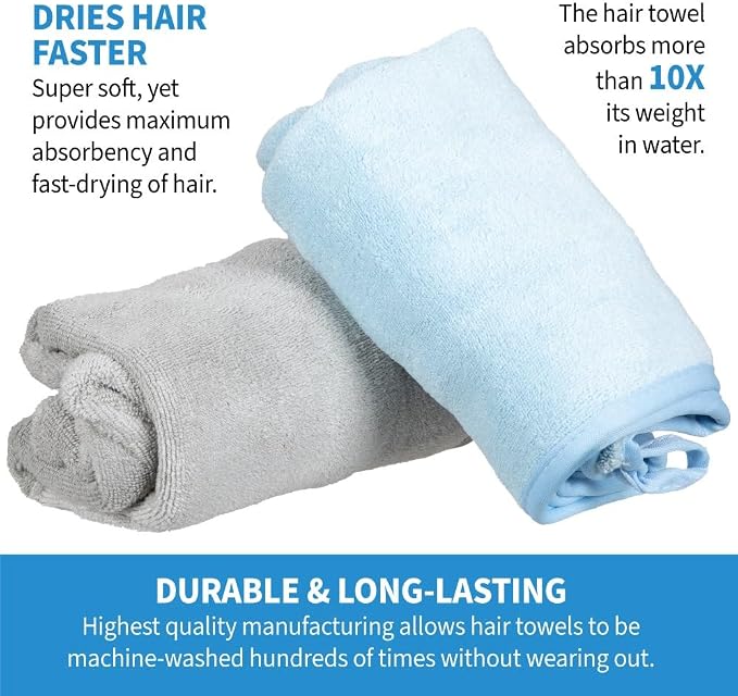 ForPro Professional Collection Premium Microfiber Hair Towel Wrap, Cool Grey + - Image 4