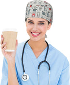 Working Cap Scrub Caps with Sweatband Adjustable Tie Back Hat Nurse Surgical - Image 5