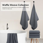 HOMEXCEL Waffle Bath Towels Set 4 Pack, Premium Microfiber Bathroom Towels - Image 5